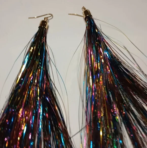 COLORFUL TINSEL EARRINGS - Picture 4 of 8